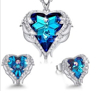 Angel Wing Love Heart Necklaces and Earrings